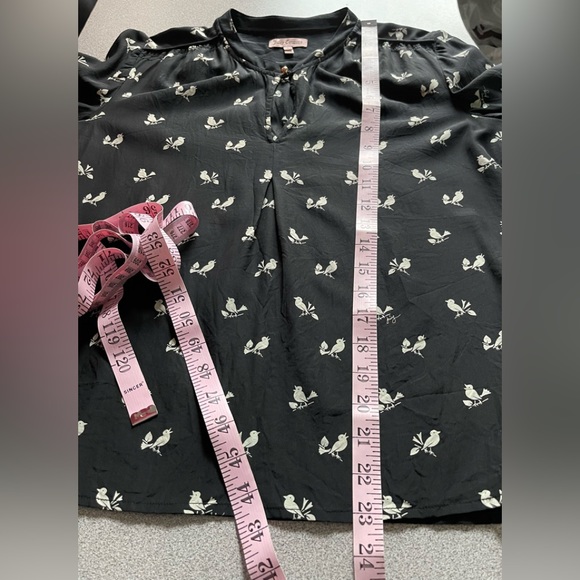 Juicy Couture Black Bird Silk Blouse Size Small - Picture 12 of 13